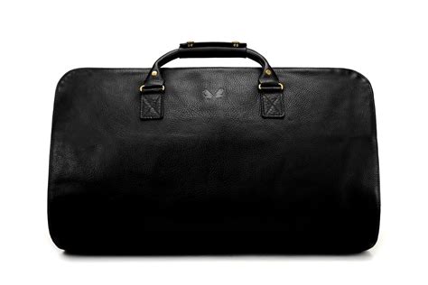 Black Leather Suit Carrier Holdall Black Garment Duffel Bag Bennett