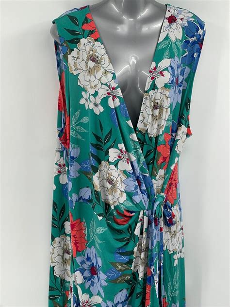 Lane Bryant Wrap Dress Maxi Womens Plus Size 22 24 Sleeveless Floral