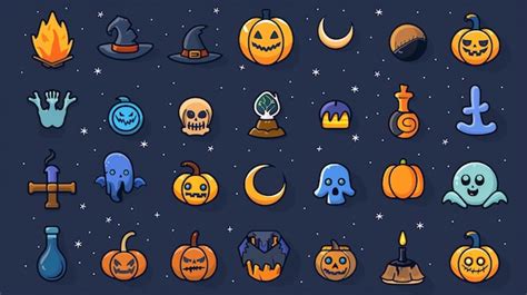 Premium Photo | A collection of 25 Halloweenthemed icons The icons are ...