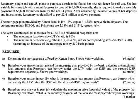 Solved Rosemary Single And Age 28 Plans To Purchase A