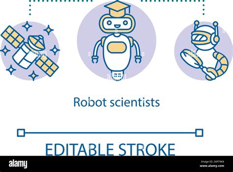 Robot Scientists Concept Icon Robotic Systems In Cosmic Science