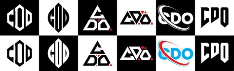 CDO letter logo design in six style. CDO polygon, circle, triangle ...