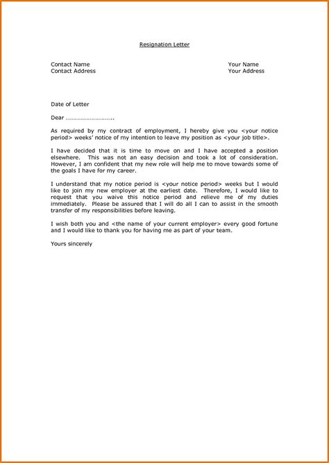 Formal Resignation Letter Sample With Notice Period Task List Templates