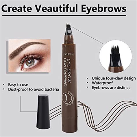 Emirde 3pcs Darkish Brown Eyebrow Pen 4 Pronged Microblading Liquid