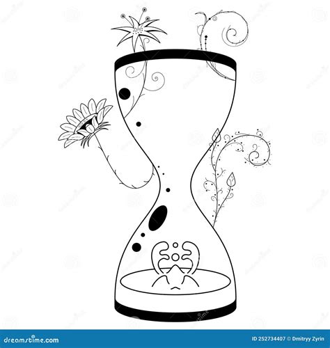 Abstract Hand Drawn Hourglass Time Clock Sand With Sand Doodle Concept