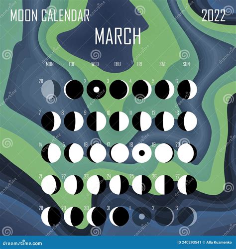 Moon Calendar Astrological Calendar Design Planner Place For