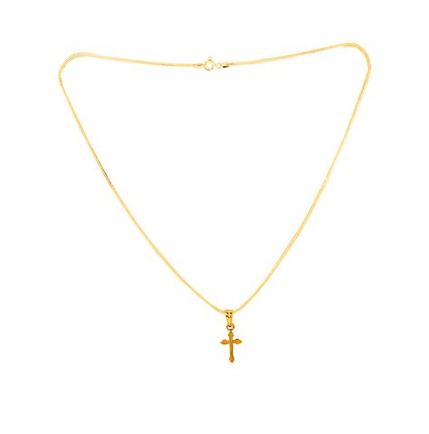 Silver Cross Pendant and Chain - Gold Polished - Osasbazaar