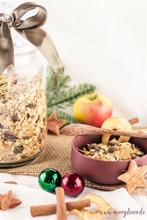 Selbstgemachtes Apfel Zimt Granola als Küchengeschenk Mary loves