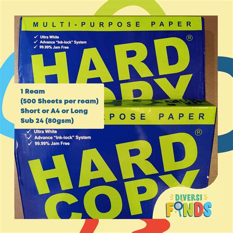 Ream Hard Copy Bond Paper Copy Paper Sub Gsm A Size