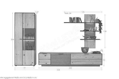 Wohnwand Wm Wildeiche Metall Carbonfarbig Von W Stmann