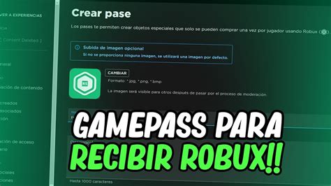 Como Hacer Un Gamepass Para Recibir Robux Youtube