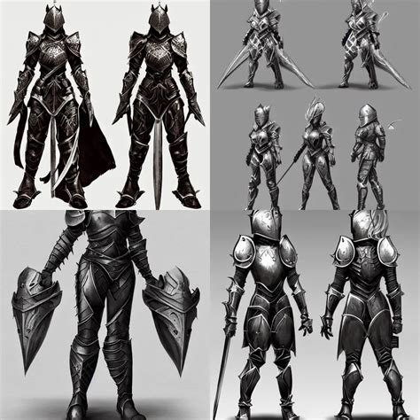 Krea Female Knight Armor Designs Fantasy Artstation Concept Art Standing Pose High Detailed