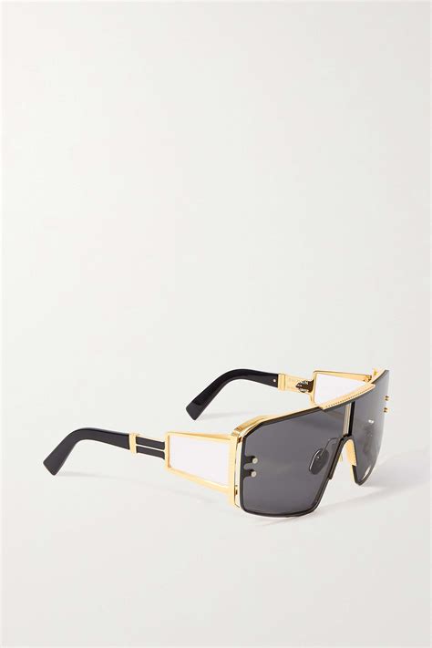 Balmain Eyewear Le Masque Oversized D Frame Acetate And Gold Tone Sunglasses Net A Porter