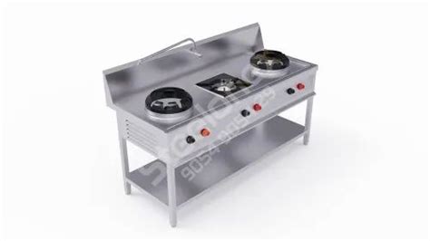 3 LPG Three Burner Chinese Cooking Range For Hotel Restaurant Etc At