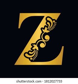 Gold Letter Z Vintage Golden Flower Stock Vector Royalty Free