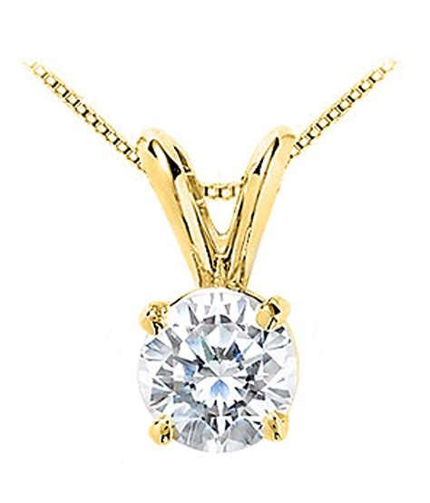 1 Carat Cubic Zirconia Solitaire Pendant In 14K Yellow Gold Brilliant