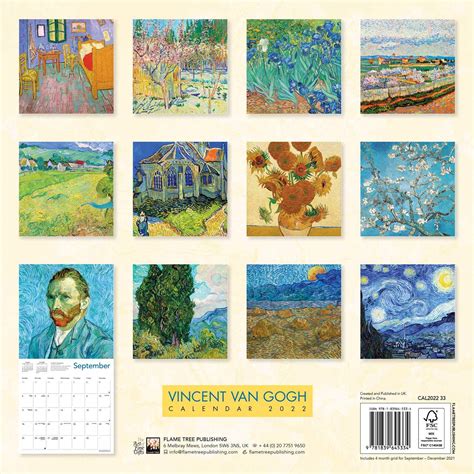 Vincent Van Gogh Wall Calendar Art Calendar By Flame Tree