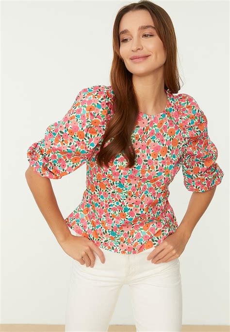 Floral Balloon Sleeve Blouse Ecru Trendyol Blouses Superbalist