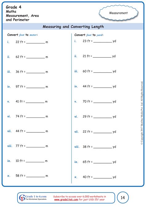 Measurement Grade 4 Worksheets