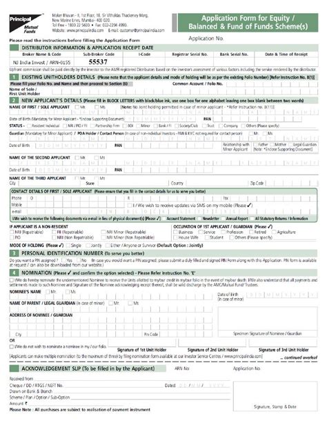 Principal Mutual Fund Common Application Form