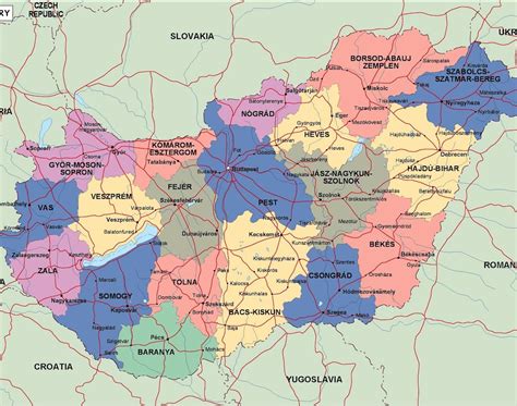 hungary political map. Illustrator Vector Eps maps. Eps Illustrator Map ...