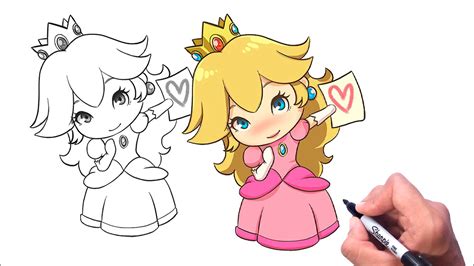 How To Draw Princess Peach Chibi Super Mario Bros Step By Step