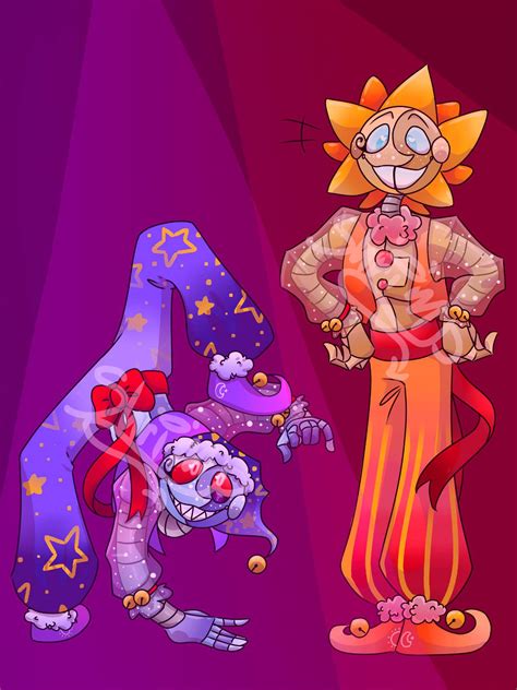 Stylized Sun N Moon Art Five Nights At Freddys Amino