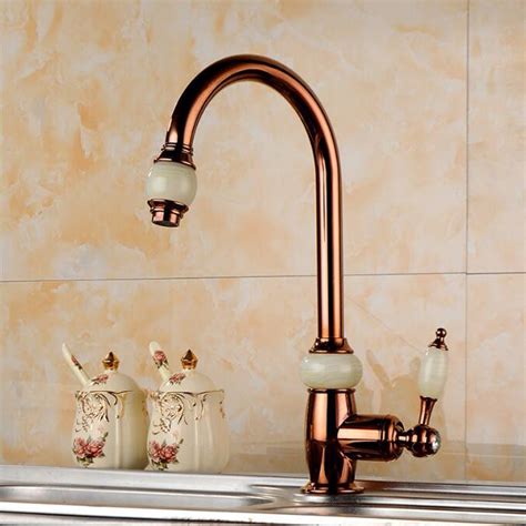 Fontana Genoa New Luxury Tall And Rose Gold Brass Jade Bathroom Sink