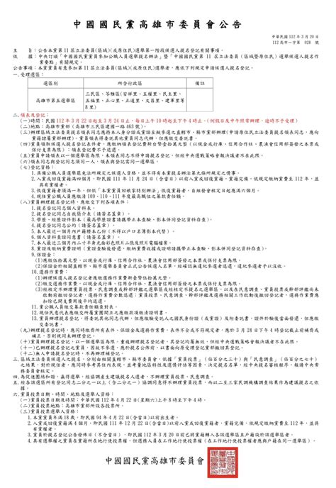 2024立委選舉國民黨第一階段初選提名登記 高雄第五選區啟動