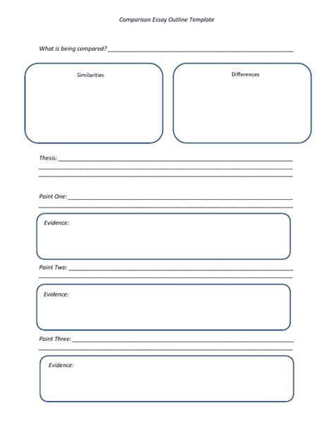 Comparison Essay Outline Template Download Printable Pdf Templateroller