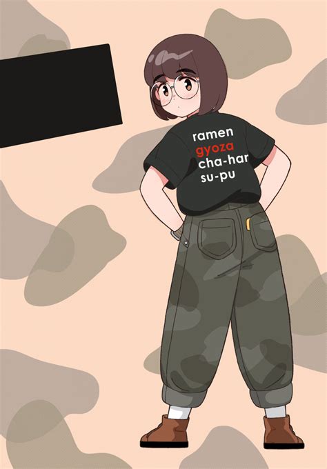 Safebooru 1girl 49s Aragon Absurdres Black Framed Eyewear Black Shirt Blush Bob Cut Brown