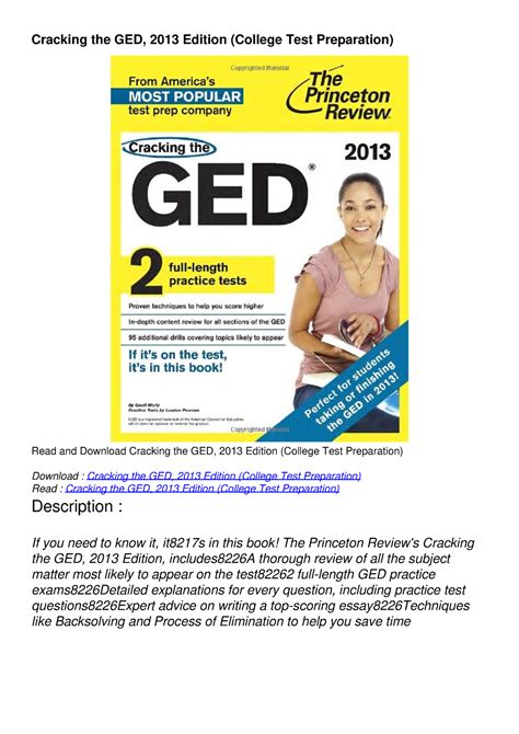 Pdf Cracking The Ged Edition College Test Preparation Studocu