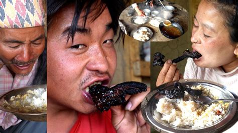 Dried Buff Fired Ghee Rice Cooking Eating In Buffalo Shed Life