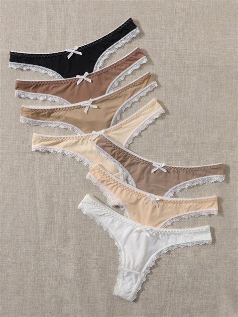 7pack Contrast Lace Panty Set Shein Uk