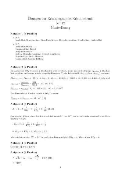 Bungen Zur Kristallographie Kristallchemie Nr Musterl Sung