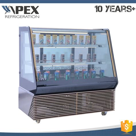 2017 New Style Supermarket Cake Showcase Price Cake Chiller Glass Cake