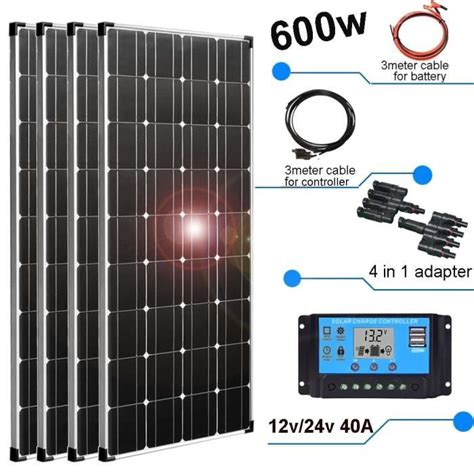 Panneau Solaire Kit Complet W V W Onduleur Paneaux Solaire