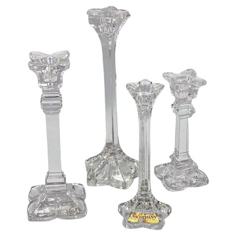 Set Of Vintage Glass Crystal Candlesticks Candle Holders At Stdibs