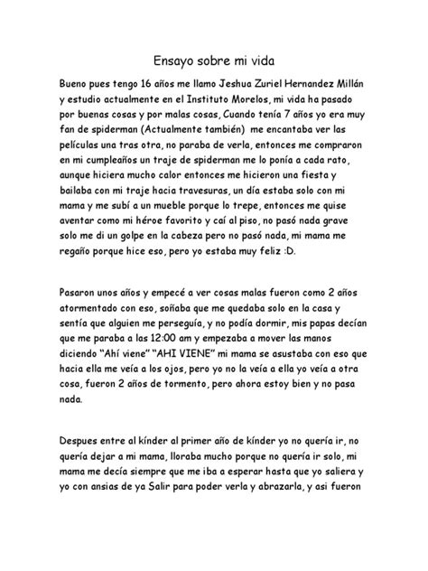 Ensayo Sobre Mi Vida Pdf