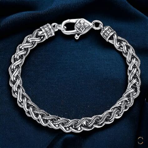 Sterling Silver Vikings Bracelet Handmade Weave Bracelet Braided