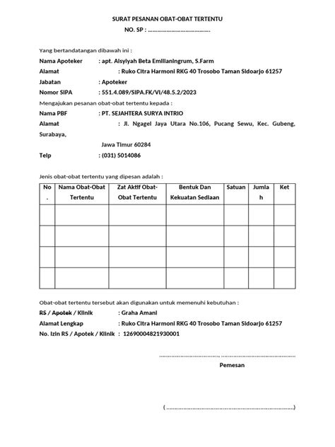 Surat Pesanan Oot Ssi Pdf