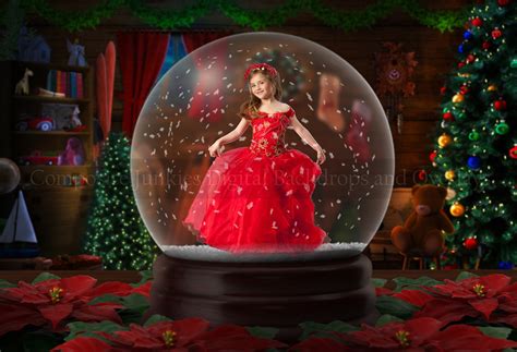 Layered Psd Snow Globe Digital Backdrop Christmas Digital Etsy