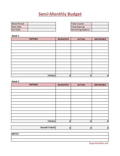 Printable Semi Monthly Budget Template Excel