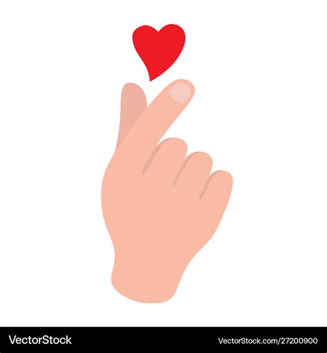 Korean symbol hand heart a message love Royalty Free Vector