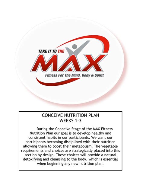 CONCEIVE NUTRITION PLAN WEEKS 1-3 - THE MAX Challenge | Nutrition plans