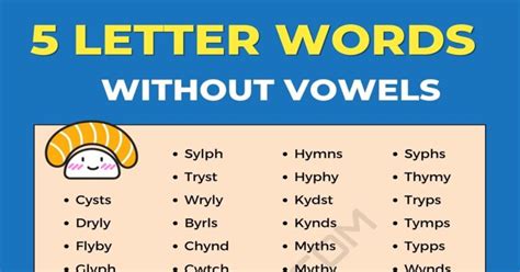 58 Cool 5 Letter Words without Vowels | Five Letter Words with No ...