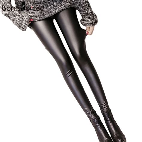 Pu Faux Leather Leggings 2019 Women Fleece Pencil Leggings 4 Colors