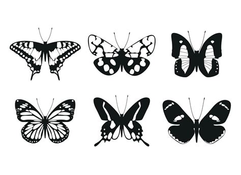 Set Butterfly Wings Vector Illustration And Outline Icons