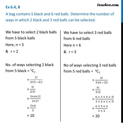 Ex 6 4 8 A Bag Contains 5 Black And 6 Red Balls Determine