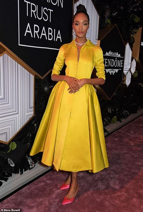 Jourdan Dunn Oozes Regal Glamour In Canary Yellow Satin Gown In